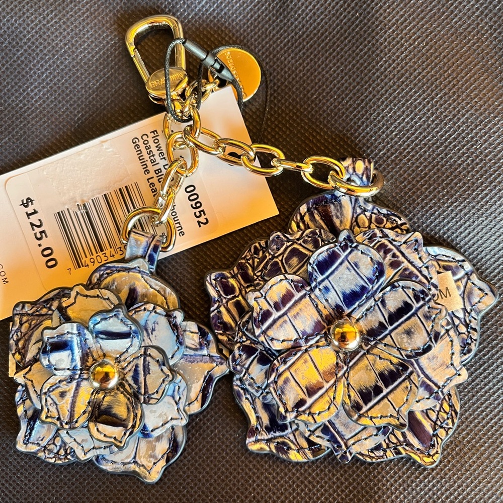 NWT Brahmin 3D Coastal Blue Flower Duo Purse Charm